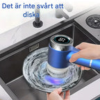 GLANS Turbo 360 elektrisk städborste används för att diska en tallrik och rengöra diskbänken i ett kök.